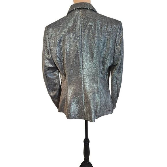 H&M Women's Silver Suit Jacket Size 12 - Picture 3 of 8
